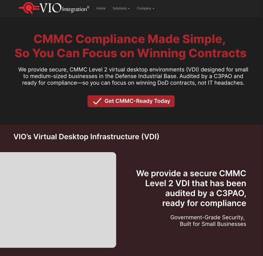 VIO Integration: Marketing Website